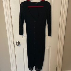 Express Ribbed Button Front Midi Dress. Great for a date night/night out.